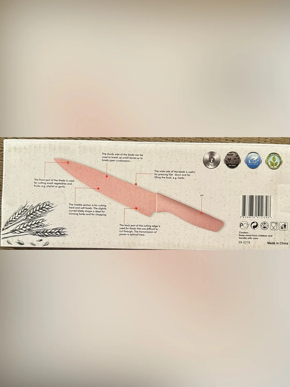 Corrugated Kitchen Knife Set in Pastel Multi-Color - ER-0278